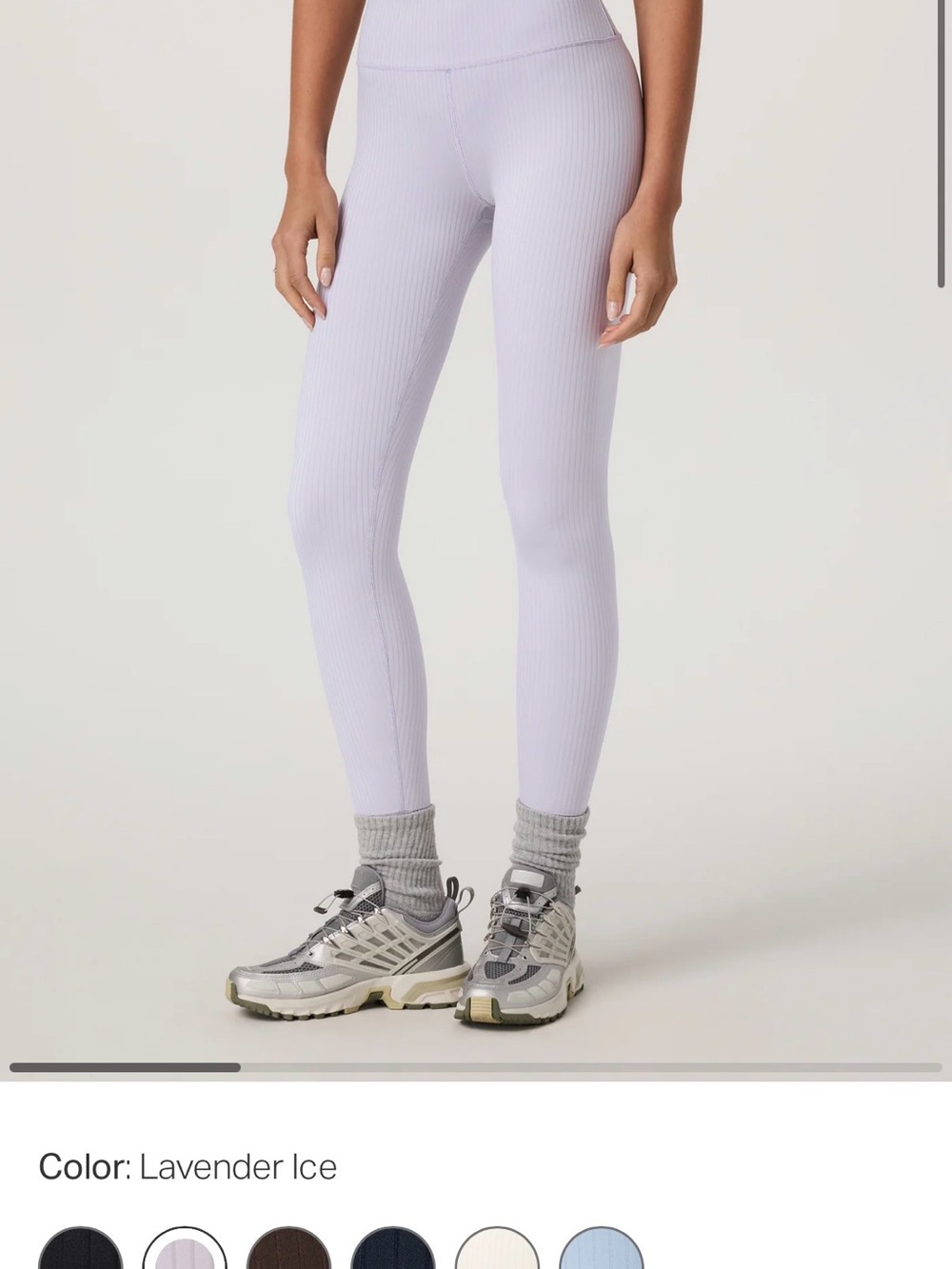 Vuori XS Inversion Ribbed High-Waist Leggings in Light Lavender